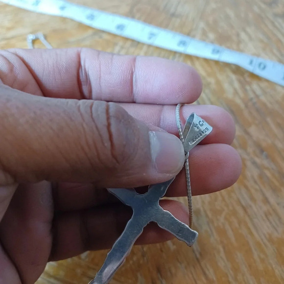 Sterling Silver 925 Mexico Cross Pendant Necklace Heavy - Picture 6 of 9